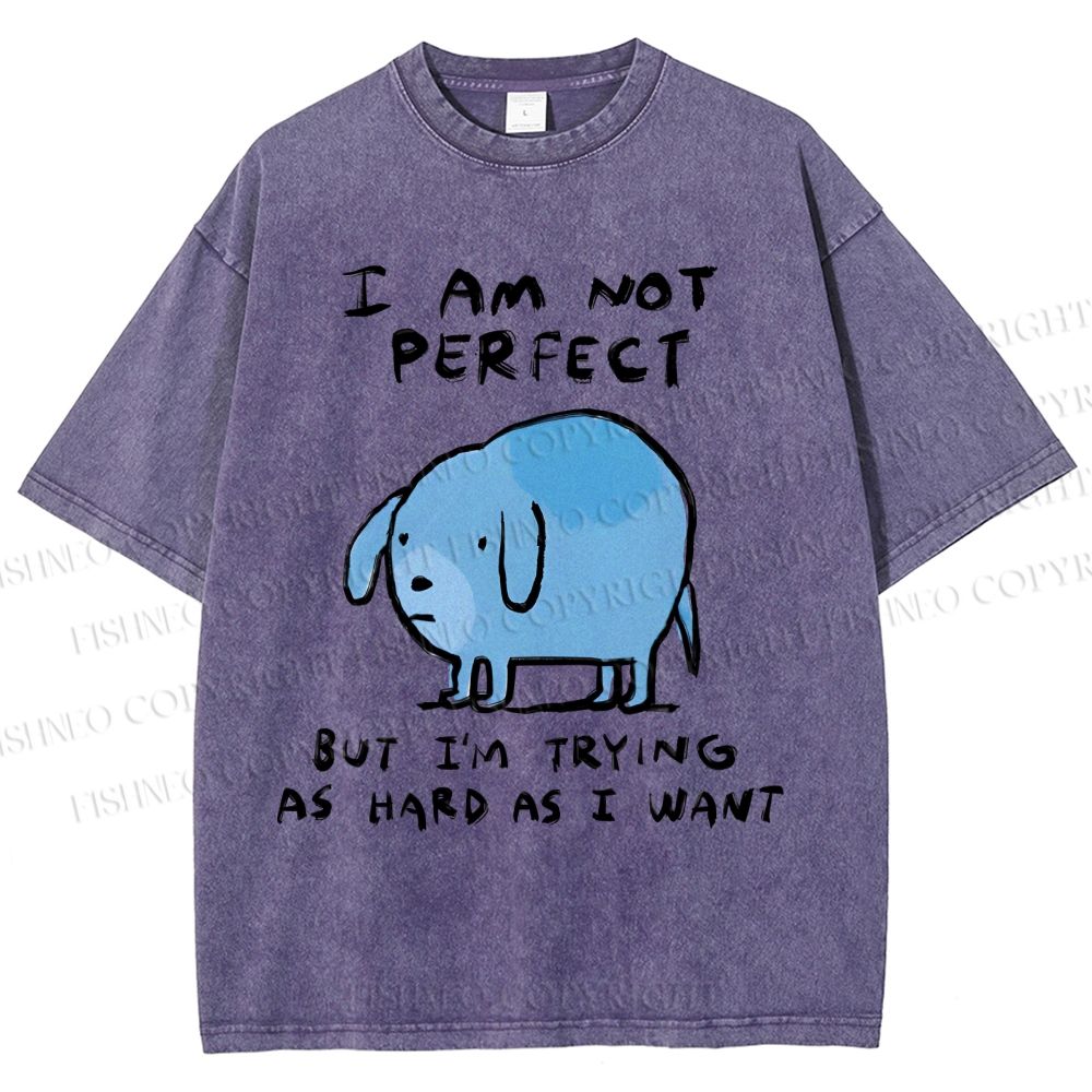 Unisex I Am Not Perfect Dog Printed Washed Tee