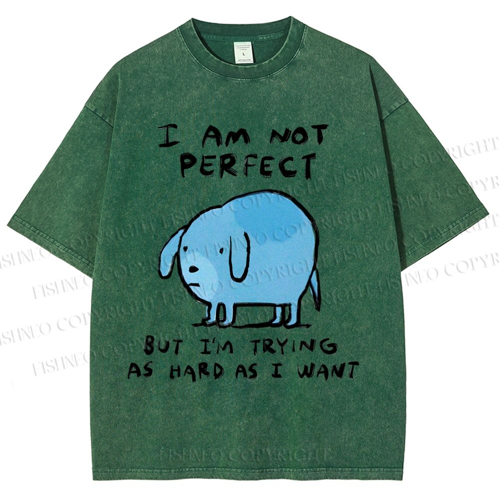 Unisex I Am Not Perfect Dog Printed Washed Tee