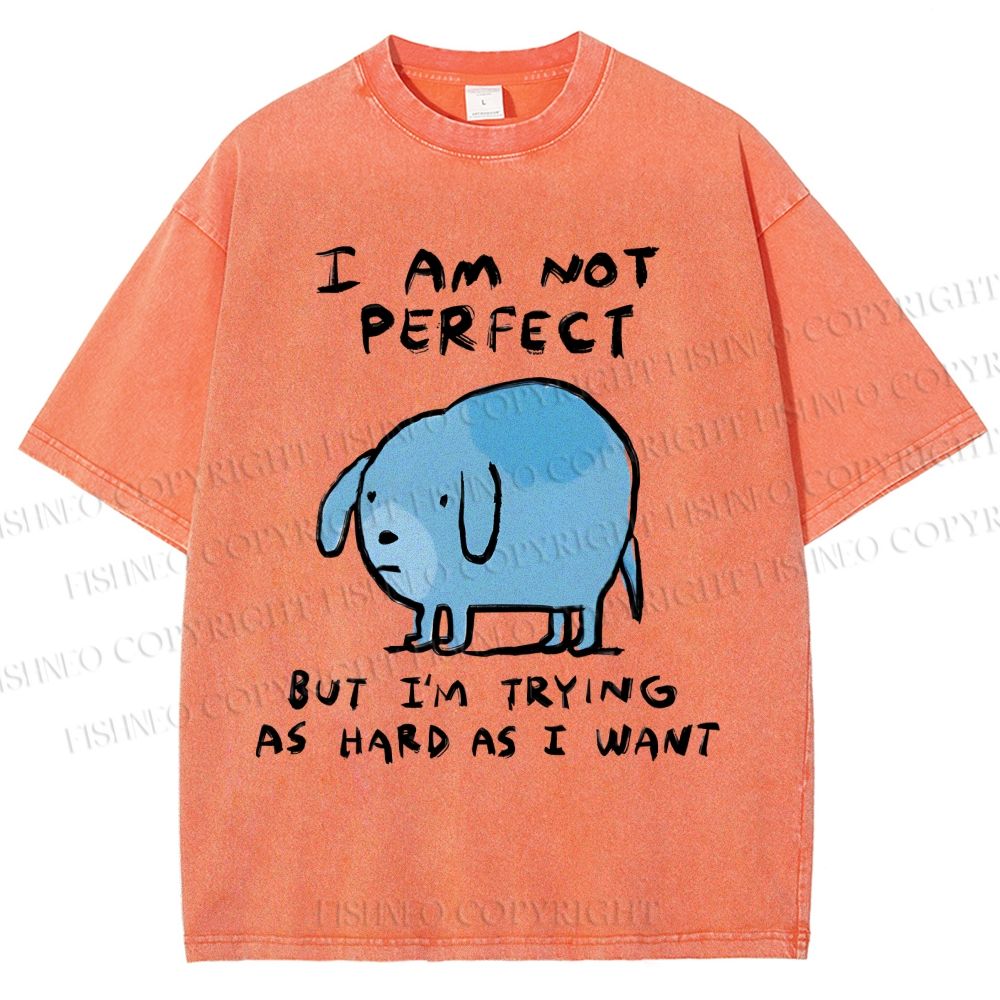 Unisex I Am Not Perfect Dog Printed Washed Tee