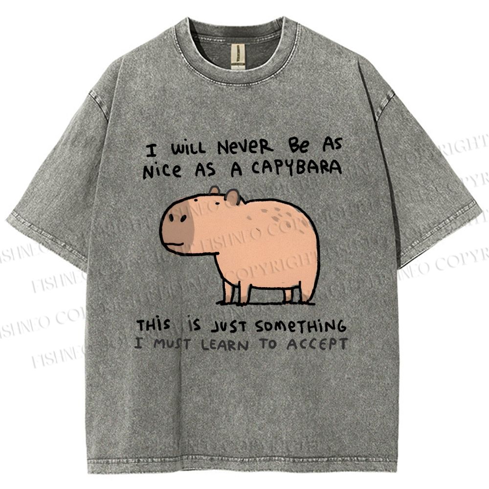 Unisex I Will Never Be As Nice As A Capybara Printed Washed Tee
