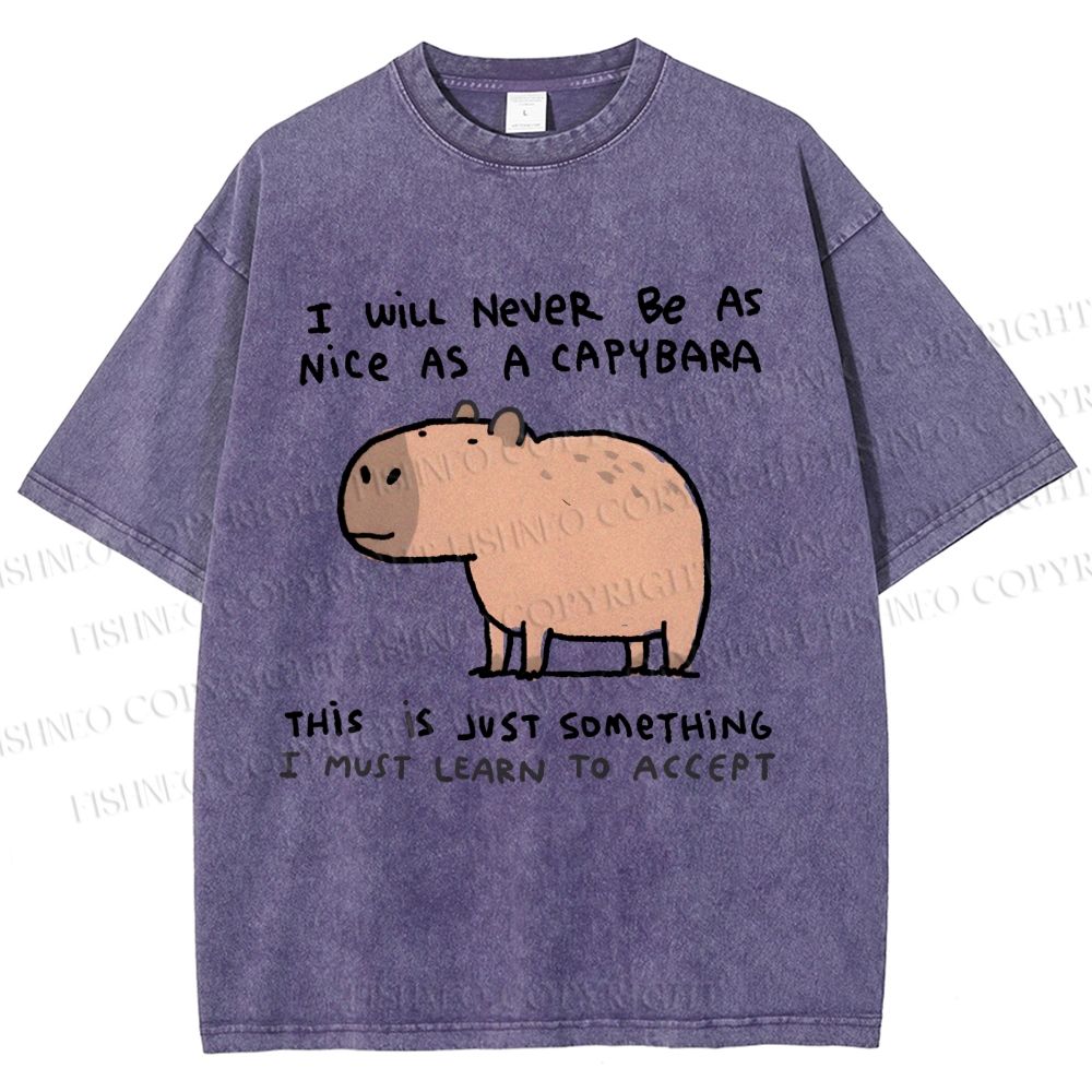 Unisex I Will Never Be As Nice As A Capybara Printed Washed Tee