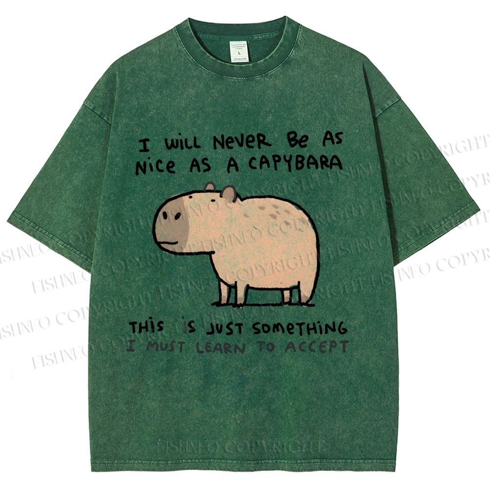 Unisex I Will Never Be As Nice As A Capybara Printed Washed Tee