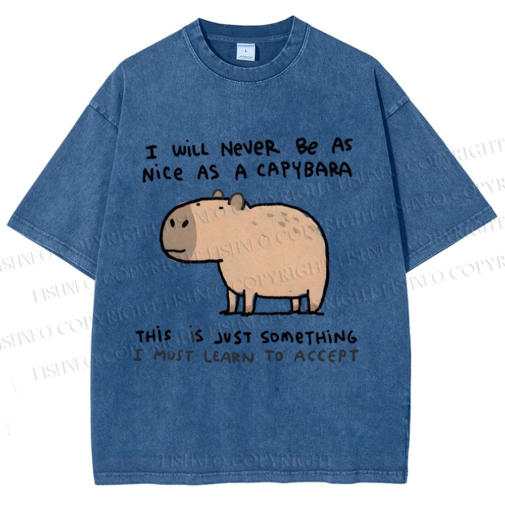 Unisex I Will Never Be As Nice As A Capybara Printed Washed Tee