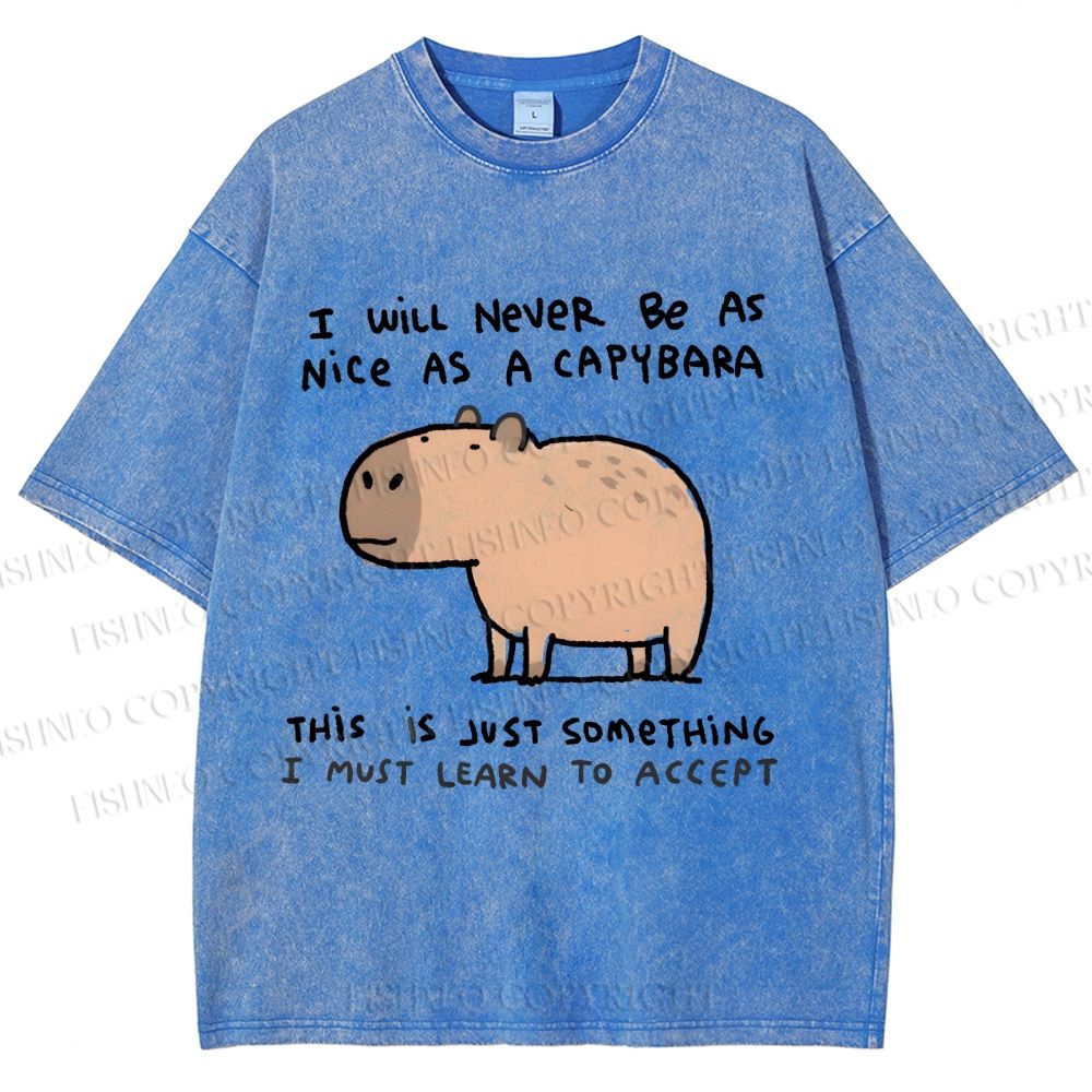Unisex I Will Never Be As Nice As A Capybara Printed Washed Tee