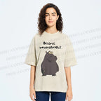 Unisex Hippo Become ungovernable Printed Washed Tee