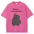 Unisex Hippo Become ungovernable Printed Washed Tee