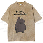 Unisex Hippo Become ungovernable Printed Washed Tee