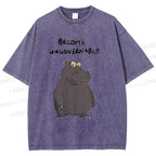 Unisex Hippo Become ungovernable Printed Washed Tee