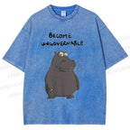 Unisex Hippo Become ungovernable Printed Washed Tee