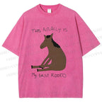 Unisex This Actually is My First Rodeo Horse Printed Washed Tee
