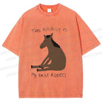 Unisex This Actually is My First Rodeo Horse Printed Washed Tee