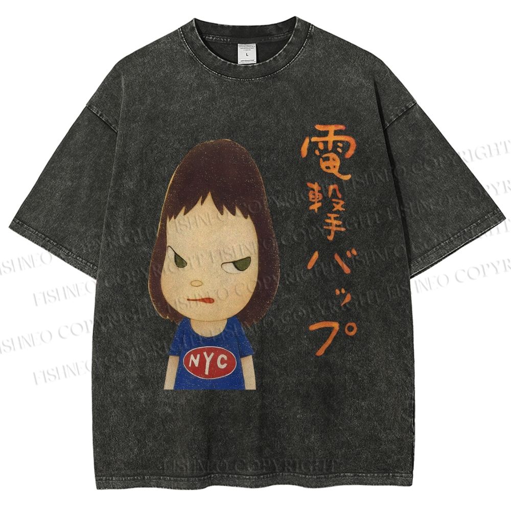 Unisex Yoshitomo Nara Printed Washed Tee