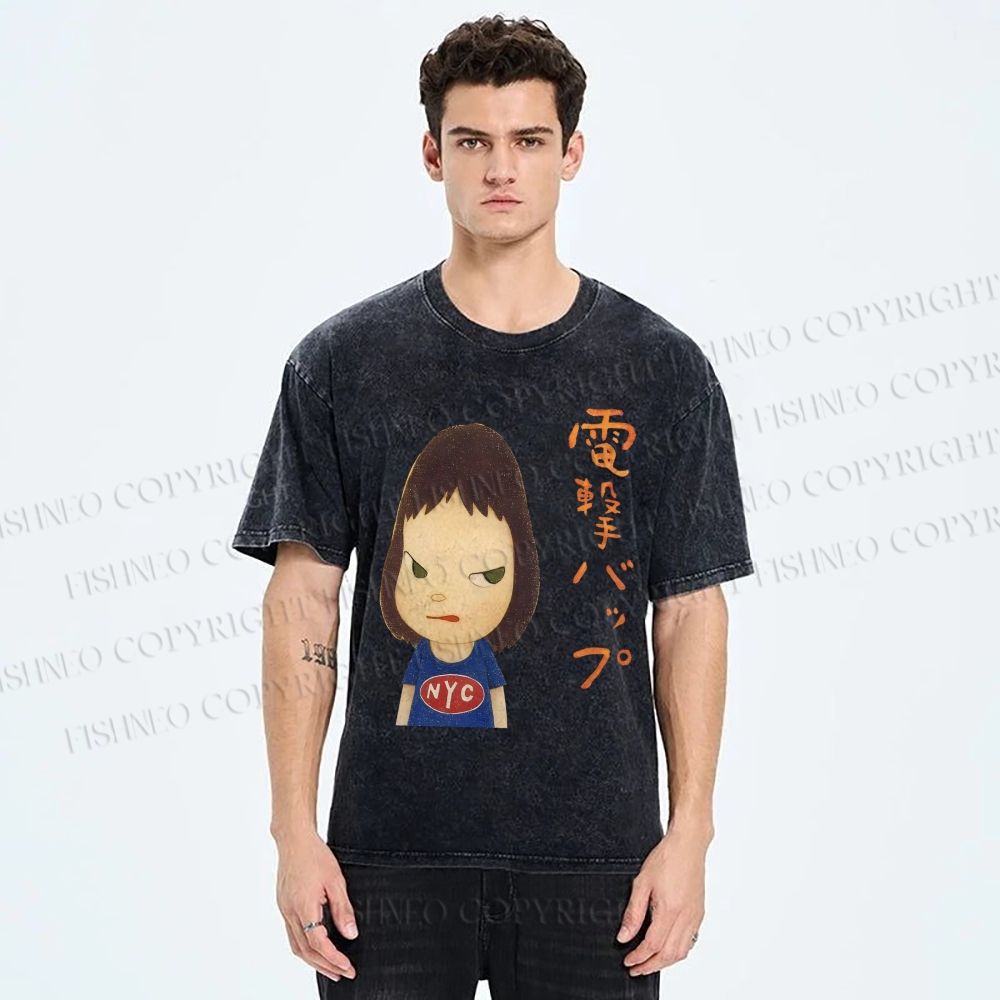 Unisex Yoshitomo Nara Printed Washed Tee