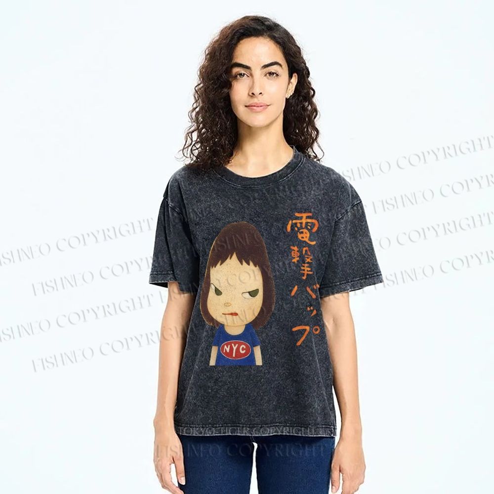 Unisex Yoshitomo Nara Printed Washed Tee