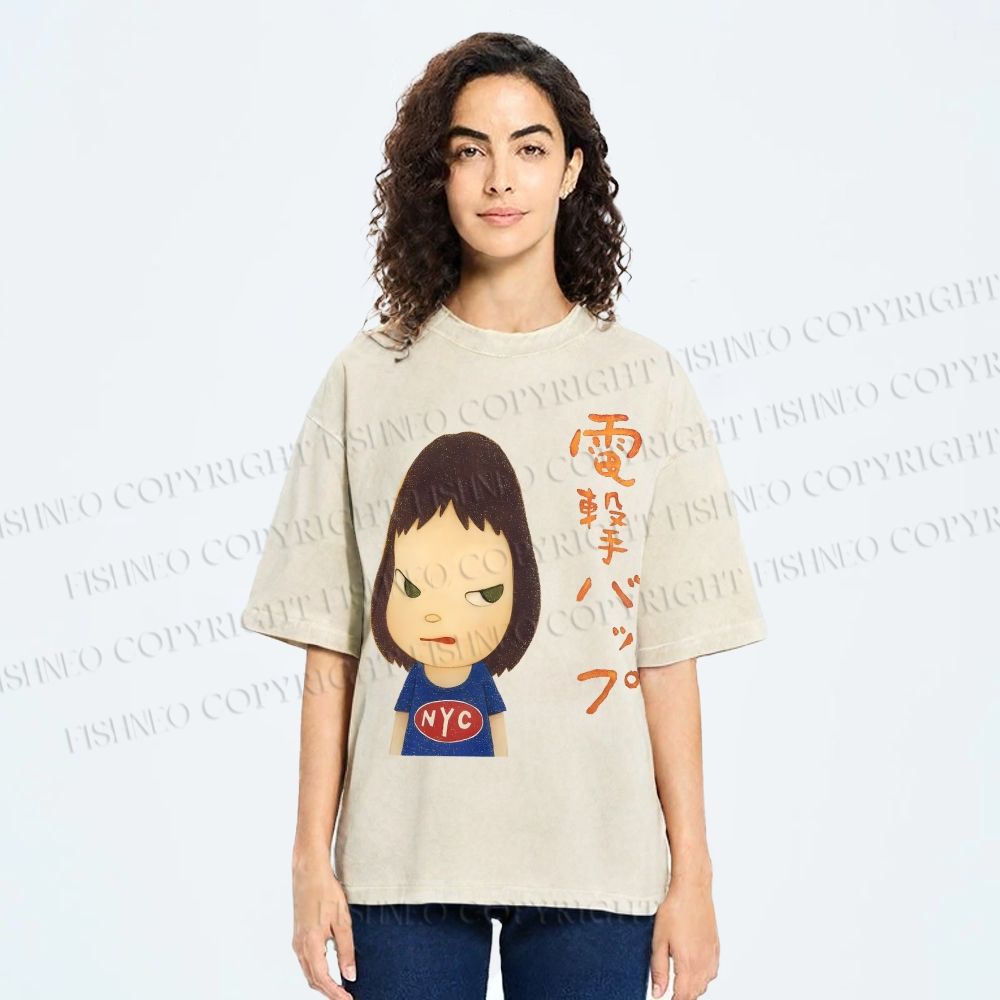 Unisex Yoshitomo Nara Printed Washed Tee