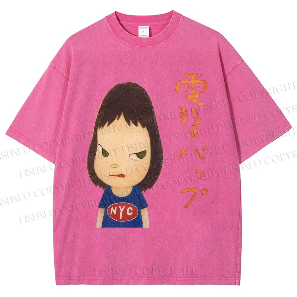 Unisex Yoshitomo Nara Printed Washed Tee