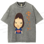 Unisex Yoshitomo Nara Printed Washed Tee