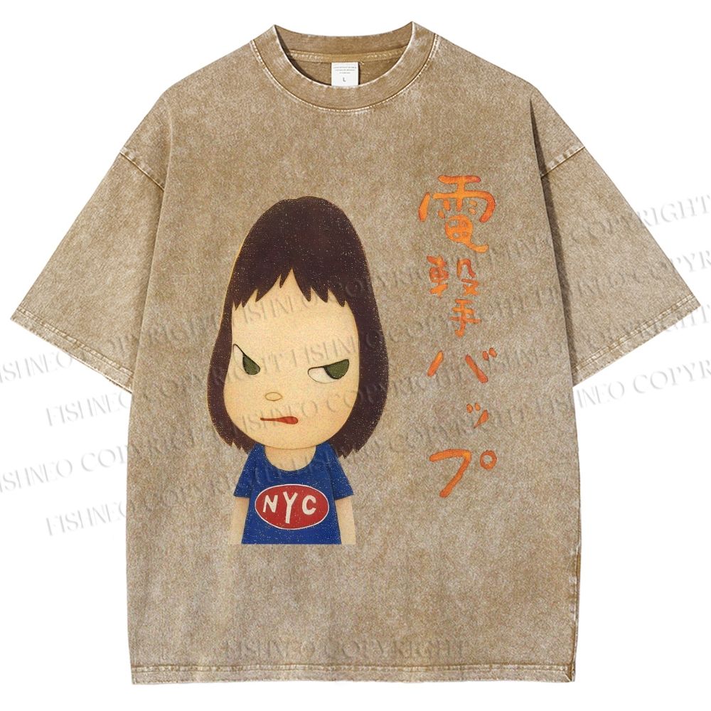 Unisex Yoshitomo Nara Printed Washed Tee