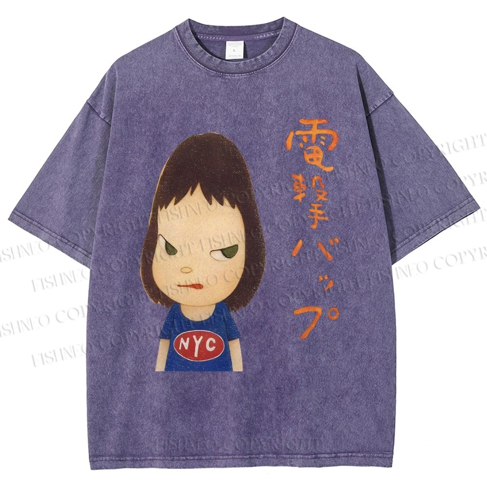 Unisex Yoshitomo Nara Printed Washed Tee