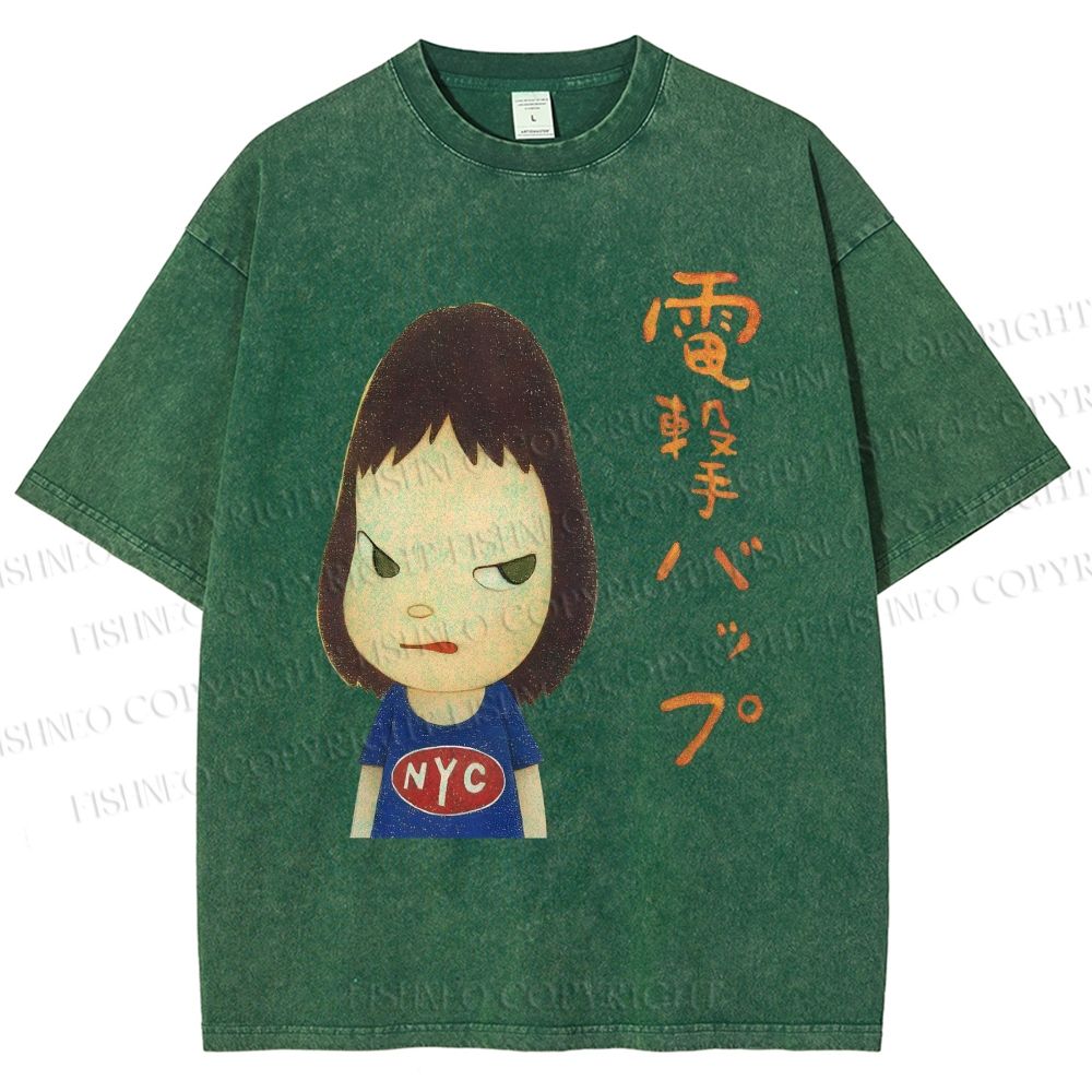 Unisex Yoshitomo Nara Printed Washed Tee