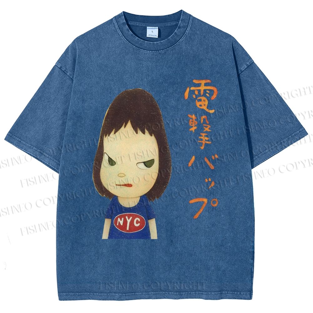 Unisex Yoshitomo Nara Printed Washed Tee