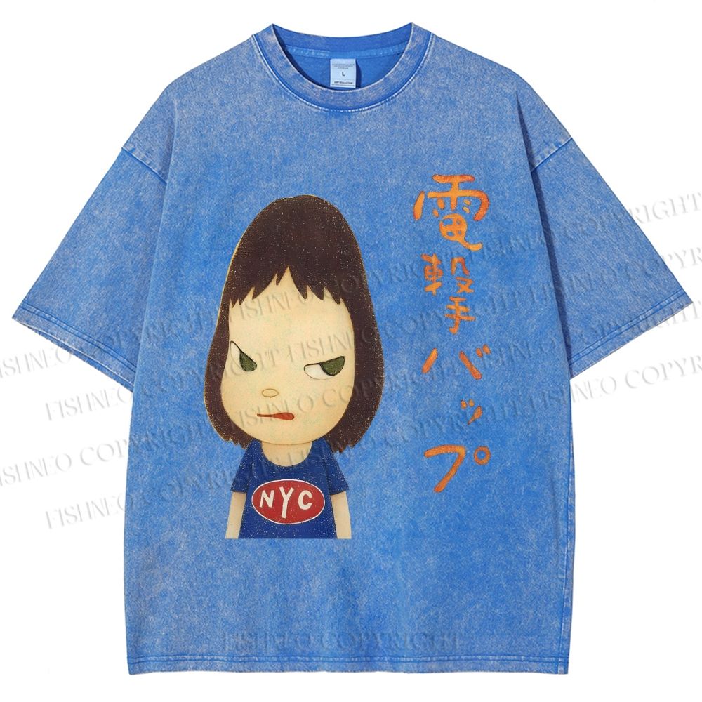 Unisex Yoshitomo Nara Printed Washed Tee