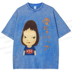 Unisex Yoshitomo Nara Printed Washed Tee