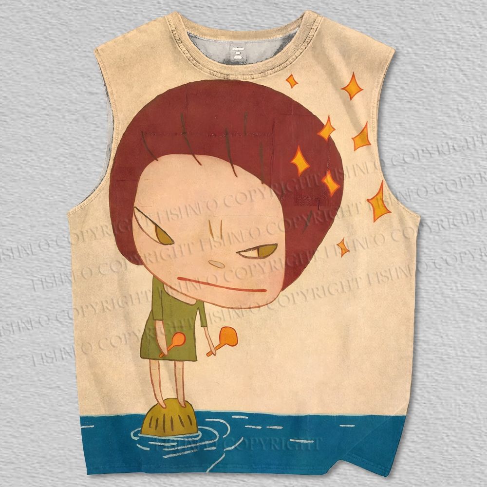 Unisex Yoshitomo Nara Stars Printed Tank Top