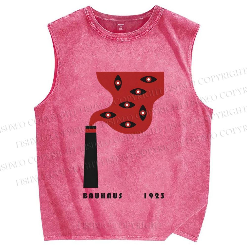 Unisex Bauhaus Art Eyes Printed Washed Tank Top