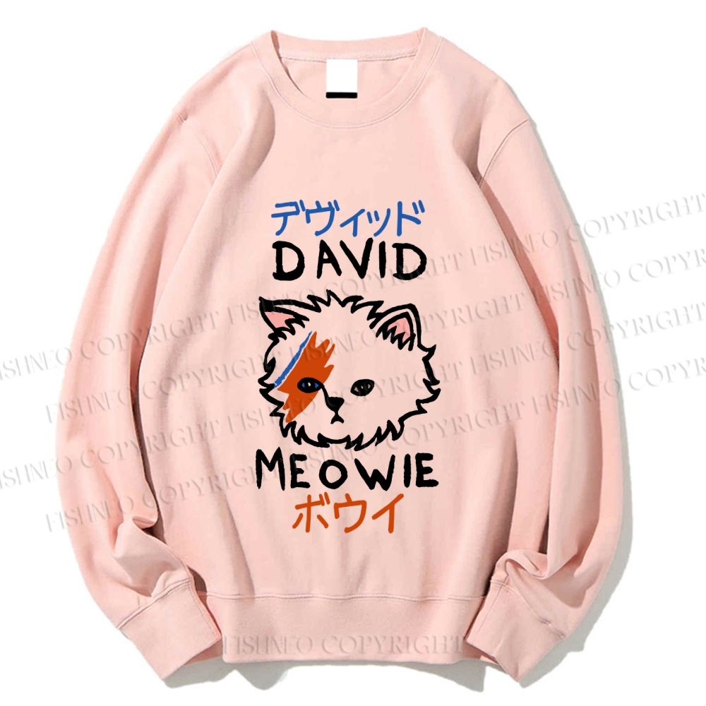Unisex David Bowie Cat Printed Sweatshirt