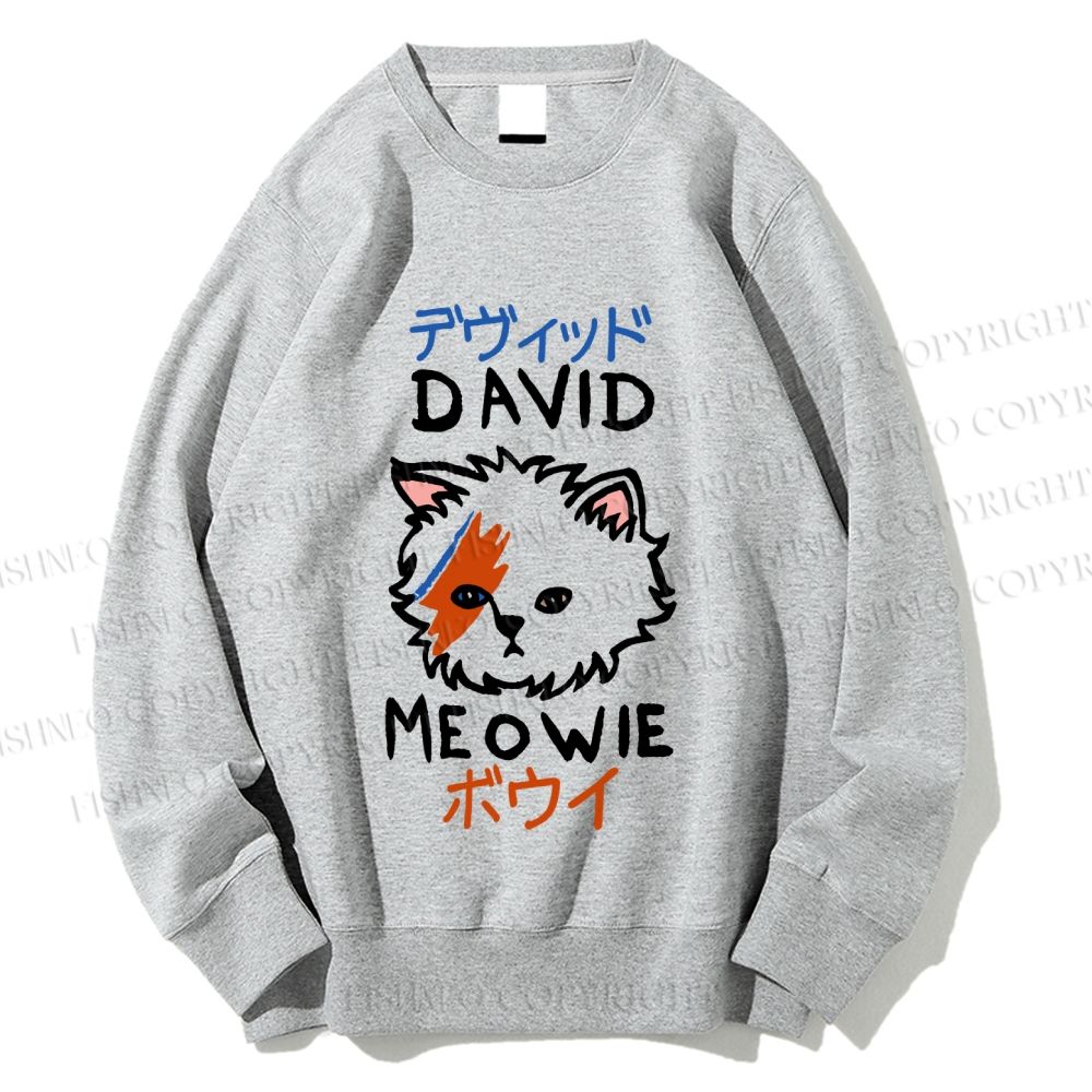 Unisex David Bowie Cat Printed Sweatshirt