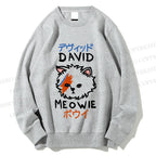 Unisex David Bowie Cat Printed Sweatshirt