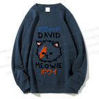 Unisex David Bowie Cat Printed Sweatshirt