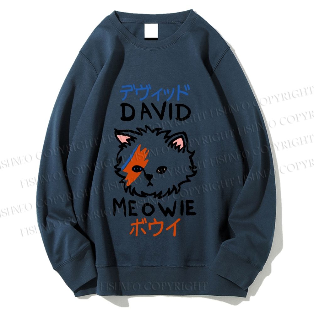 Unisex David Bowie Cat Printed Sweatshirt