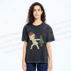Unisex Yoshitomo Nara Christmas Tree Printed Washed Tee