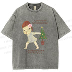 Unisex Yoshitomo Nara Christmas Tree Printed Washed Tee