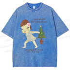 Unisex Yoshitomo Nara Christmas Tree Printed Washed Tee