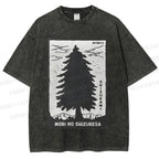 Unisex Mori No Shizukesa Tree Printed Washed Tee