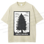 Unisex Mori No Shizukesa Tree Printed Washed Tee