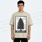 Unisex Mori No Shizukesa Tree Printed Washed Tee