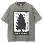 Unisex Mori No Shizukesa Tree Printed Washed Tee
