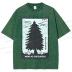 Unisex Mori No Shizukesa Tree Printed Washed Tee