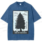 Unisex Mori No Shizukesa Tree Printed Washed Tee