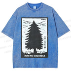 Unisex Mori No Shizukesa Tree Printed Washed Tee