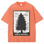 Unisex Mori No Shizukesa Tree Printed Washed Tee