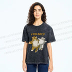 Unisex Funny Tiger Cat Be Friends Printed Washed Tee