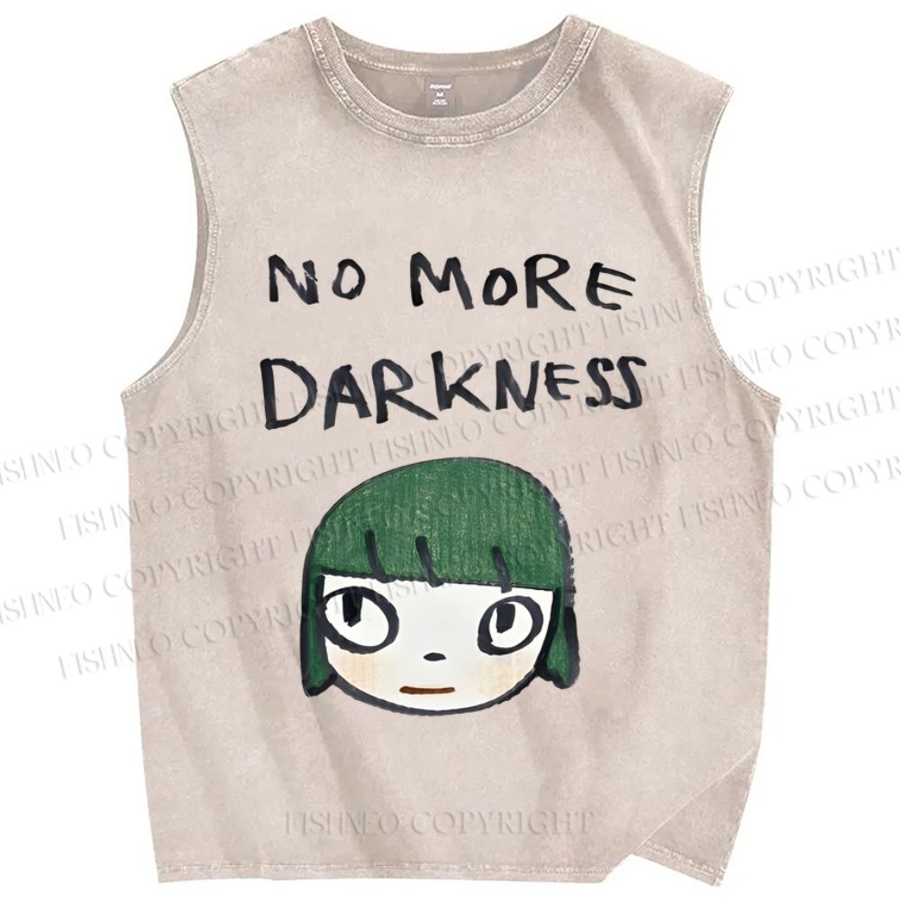Unisex No More Darkness Yoshitomo Nara Printed Washed Tank Top