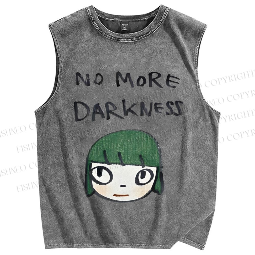 Unisex No More Darkness Yoshitomo Nara Printed Washed Tank Top