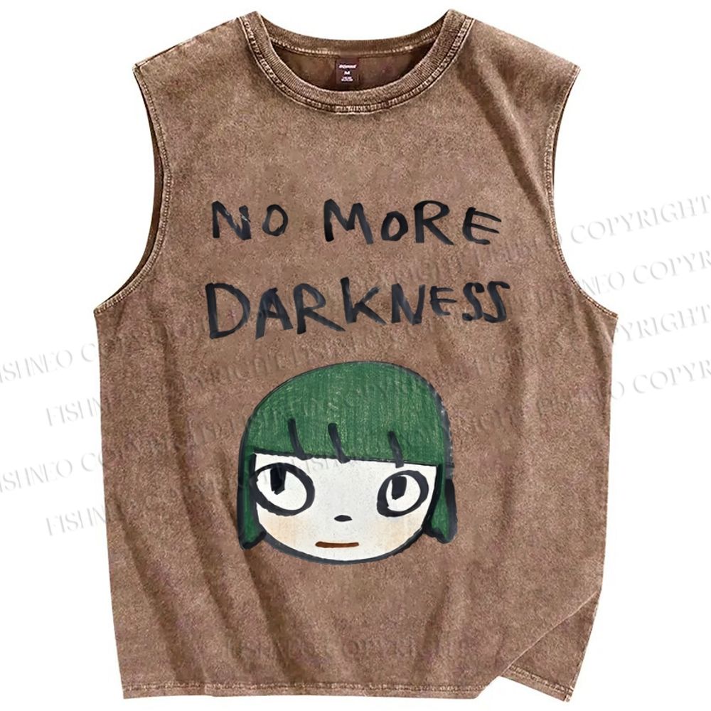 Unisex No More Darkness Yoshitomo Nara Printed Washed Tank Top