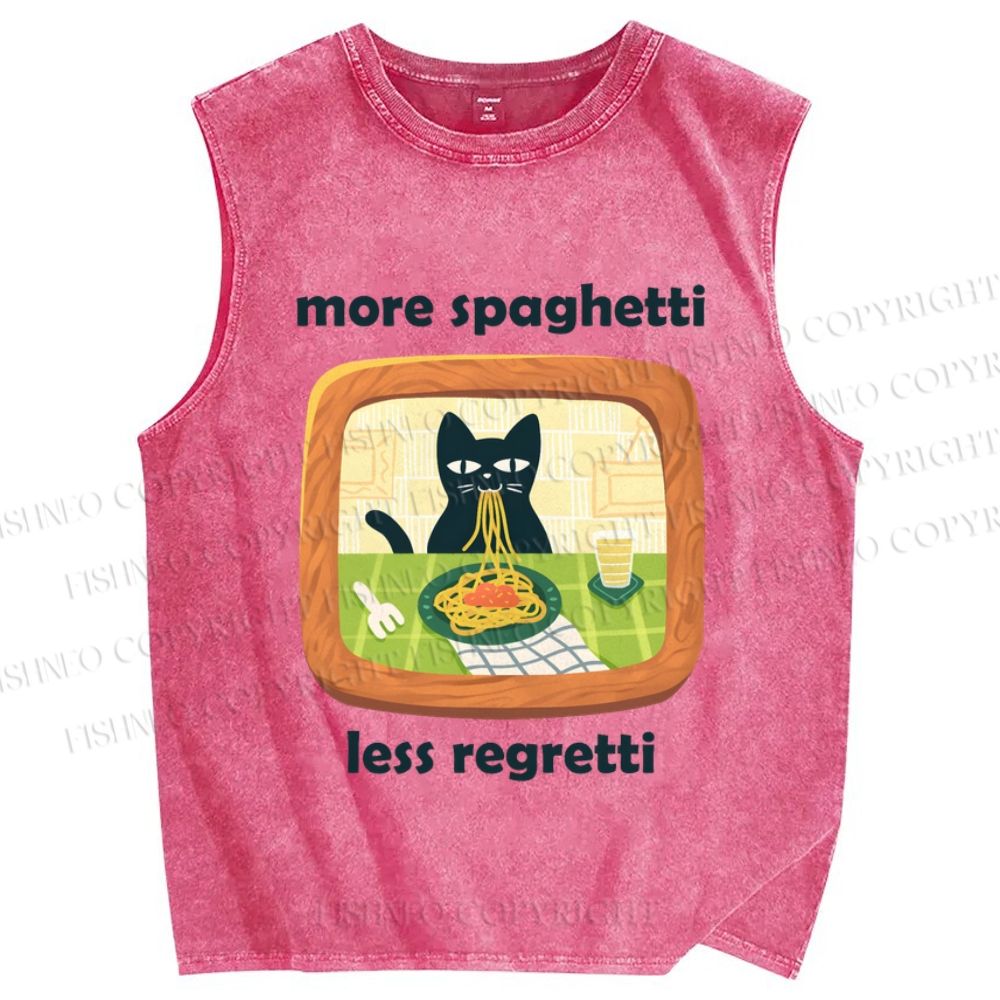 Unisex Ramen Cat Printed Washed Tank Top